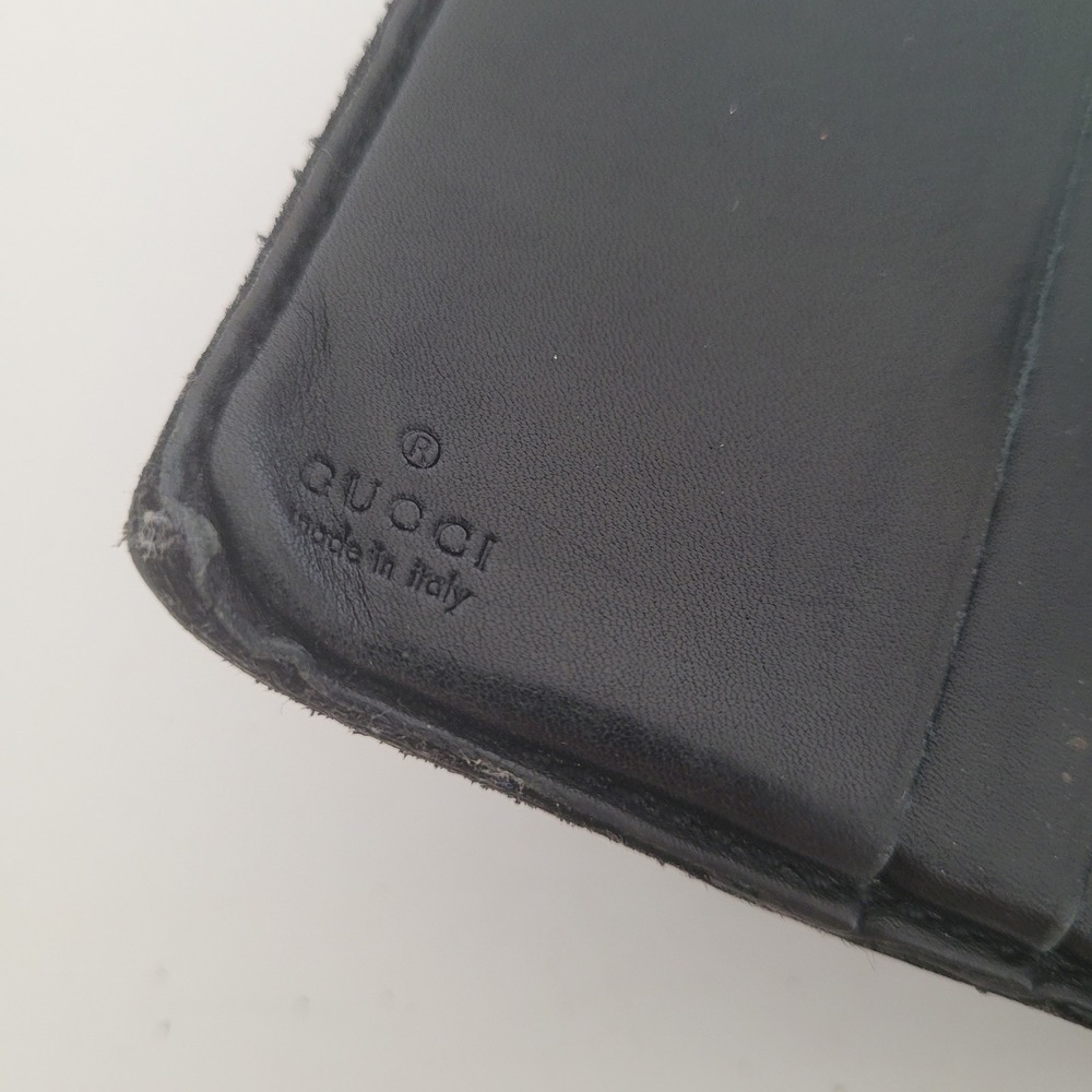 Gucci Guccissima Bifold Wallet Black GG Monogram Leather Coin Pocket Italy Mens - Picture 4 of 12